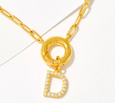 Diamonique Goldclad Sterling Silver "D" Initial Pave Drop Necklace 18"
